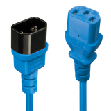 2m C14 to C13 Mains Extension Cable, blue IEC C14 Connector to IEC C13 Connector