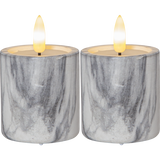 LED Pillar Candle 2P Flamme Marble