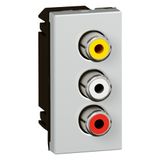 Triple RCA socket Mosaic female 1 module aluminium