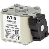 Fuse-link, high speed, 550 A, AC 690 V, size 1, 53 x 69 x 51 mm, aR, IEC, UL, single indicator, flush end, 18 UNC