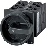 Main switch, T3, 32 A, flush mounting, 5 contact unit(s), 10-pole, STOP function, With black rotary handle and locking ring