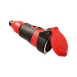 SCHUKOultra II connector red / black Two-component technology with voltage indicator and self-closing hinged lid 230V / 16A splash-proof IP54 for connection of cables up to 3x2, 5mm ² with quick release