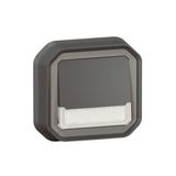 Waterproof illuminated reversing pushbutton with complete Plexo label holder for recessed mounting with anthracite claws