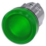 Indicator lights, 22 mm, round, metal, shiny, green, lens, smooth, with  3SU1051-6AA40-0AA0-Z Y13