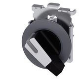 Selector switch, illuminable, 30 mm, round, Metal, matte, white, selector switch, long, front ring for flush installation,  3SU1062-2EC60-0AA0-Z Y12