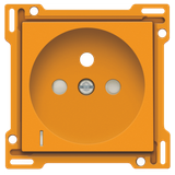 Finishing set with transparent lens for socket outlet with voltage indication, pin earthing and shutters, flush-mounting depth of 28.5mm, orange