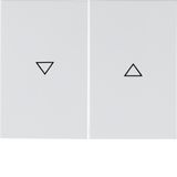 Rocker 2gang imprinted arrow symbol, K.1, p. white glossy