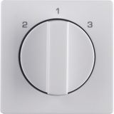 Centre plate rotary knob 3-step switch, Berker Q.1/Q.3, polar white ve