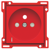 Finishing set with transparent lens for socket outlet with voltage indication, pin earthing and shutters, flush-mounting depth of 28.5mm, red