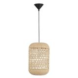 Natural Rattan  Black Fabric Wire & Base  LED E27 1x12 Watt 230 Volt  IP20 Bulb Excluded   D: 24.5 H1: 37 H2: 250 cm Adjustable height