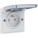 Splashproof socket outlet 16 A/250 Vac with pin earthing, shutters and with plug-in terminals, grey