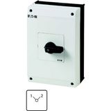 Multi-speed switches, T5B, 63 A, surface mounting, 3 contact unit(s), Contacts: 6, 90 °, maintained, Without 0 (Off) position, 1-2, Design number 50