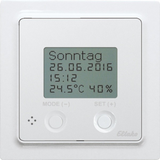 Wireless clock thermo hygrostat with display in E-Design55, polar white mat