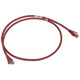 Patch cord RJ45 category 6A S/FTP shielded LSZH red 3 meters