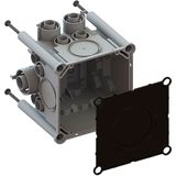 Flush mounting junction box for corrugated conduits, 115x115x105 mm