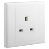 Eloe - 1 gang British Standard 13A unswitched socket - White