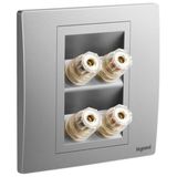 Mallia Senses - 2 gang single loudspeaker socket outlet - Dark Silver