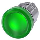 Indicator light, 22 mm, round, metal, shiny, green,  3SU1051-6BA40-0AA0