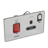 Synergy Sleek 45A Double Pole Cooker Control Unit with 13A Switched Socket Outlet and LED Power Indicators Polished Stainless Steel