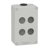 Harmony XAP, XB2 SL, Empty control station, zinc alloy, grey, M20, 4 cut-outs 22mm, 80 x 130 x 51,5, UL cULus