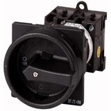 Main switch, T0, 20 A, rear mounting, 2 contact unit(s), 3 pole + N, STOP function, With black rotary handle and locking ring