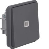 Illuminated change-over switch insert with rocker, W.1, grey