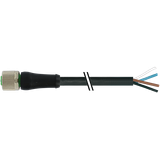 M12 Power male 0° / female 0° S-cod. PUR 3x1.5 bk UL/CSA+drag ch. 0.5m