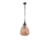 Amber Glass Dark Brown Base & Chain LED E27 1x12 Watt 230 Volt IP20 Bulb Excluded D: 27 H1: 45 H2: 120 cm