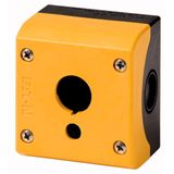 Surface mounting enclosure, 1 mounting location, yellow cover, for illuminated ring