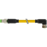 M8 male 0° / M8 female 90° A-cod. 180° PUR 4x0.25 ye +drag ch. 1m