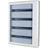 Complete surface-mounted flat distribution board with window, white, 24 SU per row, 5 rows, type C