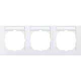 M-Pure frame, 3-fold with label holder, horizontal installation, polar white,