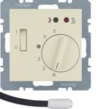 Thermostat, NO contact,Cen. plate,f.+rflr. heat.,rocker switch,ext.tem