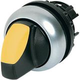 Illuminated selector switch actuator, RMQ-Titan, With thumb-grip, momentary, 2 positions, yellow, Bezel: titanium