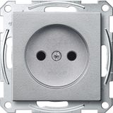 Socket-outlet without earth. contact, shutter, screw term., aluminium, System M