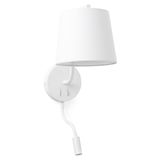BERNI WHITE WALL LAMP WITH LED READER 1 X E27 20W