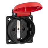 Built-in socket outlet SCHUKOplus, red, IP54, with screw fastening