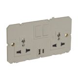 Multistandard 2x2P+E switched 2 gang socket outlet Arteor 16 A 250 V~/ 15 A - 127 V~ with USB charger - champagne