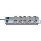 Primera-Line extension socket 10-way silver 2m H05VV-F 3G1,5 each 5 sockets switched