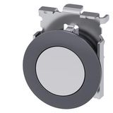 Pushbutton, 30 mm, round, Metal, matte, white, front ring for flush installation,  3SU1060-0JA60-0AA0-Z Y12