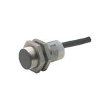 Proximity switch, E57 Premium+ Short-Series, 1 N/O, 2-wire, 40 - 250 V AC, M18 x 1 mm, Sn= 5 mm, Flush, Stainless steel, 2 m connection cable