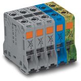 Three phase set with 50 mm² high-current tbs only for DIN 35 x 15 rail