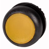 Illuminated pushbutton actuator, RMQ-Titan, Flush, momentary, yellow, Blank, Bezel: black