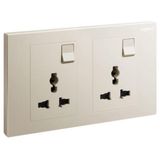 Galion - 2 gangs Multistandard switched socket outlet - Champagne