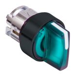 Head for illuminated selector switch, Harmony XB4, green Ø22 mm 3 position spring return