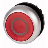 Illuminated pushbutton actuator, RMQ-Titan, Flush, momentary, red, inscribed, Bezel: titanium