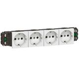 Socket Mosaic - 4 x 2P+E -for installation on trunking -automatic term -standard