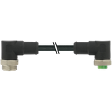 Mini (7/8) 4 pole, Male (Ext.) 90°/Female 90° PUR 4x1.5 (4x16AWG) bk