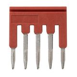 Short bar for terminal blocks 1 mmÂ² push-in plus, 5 poles, red color XW5T0123H