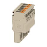 Plug (terminal), PUSH IN, 6 mm², 500 V, 30 A, Number of poles: 5, beig